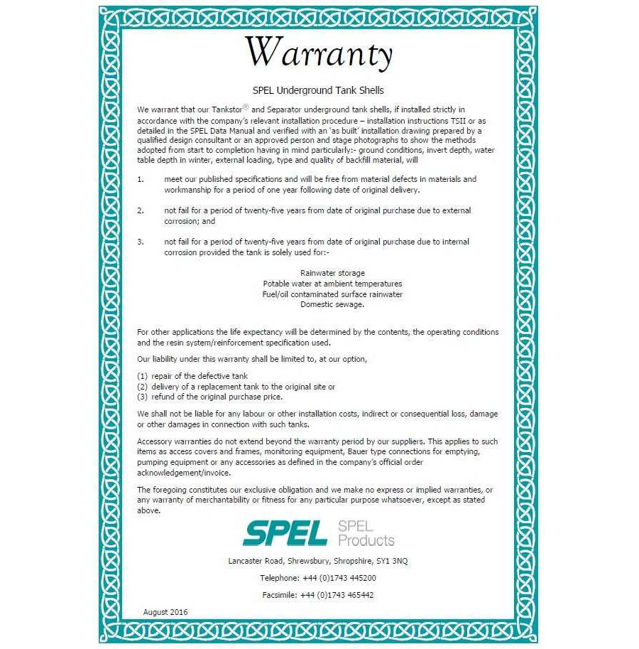 SPEL 25 Year Warranty